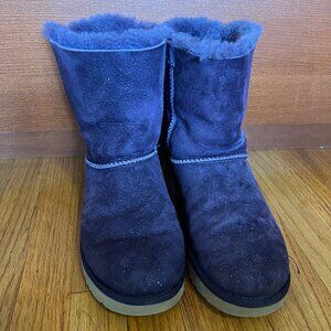 Women's Purple Sparkle Bailey Bow UGG boots, Sz 6